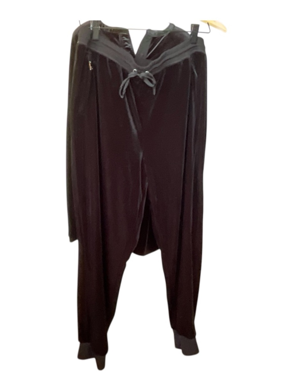 Lauren Ralph Lauren Velour Lounge Set Black XL Top L Pants Soft Stretch - Picture 10 of 13